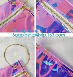 Personalized Womens Rainbow Color Shoulder Hand Bag PVC Clear Beach Bag, Handbag manufacturer China fashion ladies clear