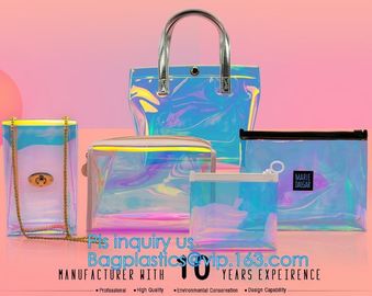 Elegant Transparent Handbags Shoulder Tote PVC Beach Bags for women with Zipper, Vinyl Transparent PVC Shoulder Bag With