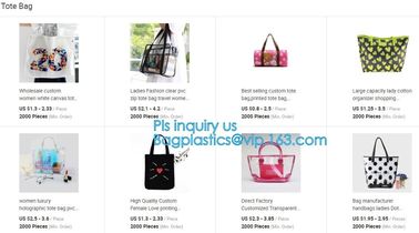 Elegant Transparent Handbags Shoulder Tote PVC Beach Bags for women with Zipper, Vinyl Transparent PVC Shoulder Bag With