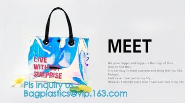 Fashion Women Clear PVC Vinyl Beach Tote Bags Handbag With Handle, handbag tote bag with inner drawstring bag, CARRY BAG