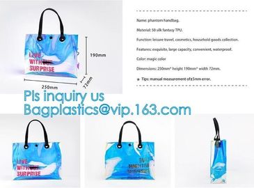Fashion Women Clear PVC Vinyl Beach Tote Bags Handbag With Handle, handbag tote bag with inner drawstring bag, CARRY BAG