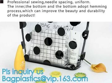 waterproof shoulder beach bag, shoulder tote clear pvc beach bags with silk ribbon, Shoulder Messenger Bags, tote carry