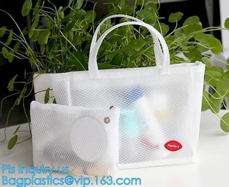 Women Mesh Shoulder Bag Handbag Travel Tote Beach Toiletry Storage Bag Case, Travel Beach Storage Handbag Mesh Tote Hand