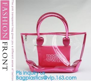 PVC tote shoulder bag for work and school, handle bag with long shoulder strap waterproof clear pvc tote bag, PVC Women