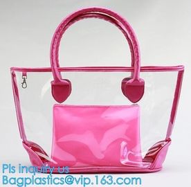 PVC tote shoulder bag for work and school, handle bag with long shoulder strap waterproof clear pvc tote bag, PVC Women