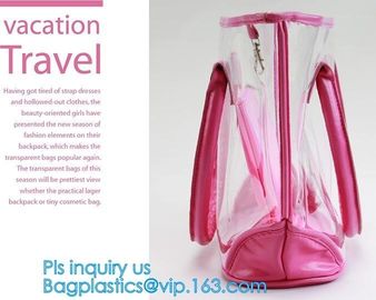 PVC tote shoulder bag for work and school, handle bag with long shoulder strap waterproof clear pvc tote bag, PVC Women