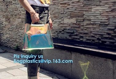 top quality transparent pvc clear handbag, PVC Handbags Custom 2pcs in 1 Set Promotional Handbags, ZIPPER tote with colo