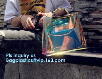 top quality transparent pvc clear handbag, PVC Handbags Custom 2pcs in 1 Set Promotional Handbags, ZIPPER tote with colo
