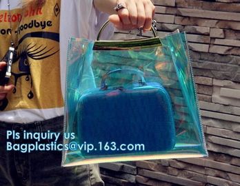 top quality transparent pvc clear handbag, PVC Handbags Custom 2pcs in 1 Set Promotional Handbags, ZIPPER tote with colo