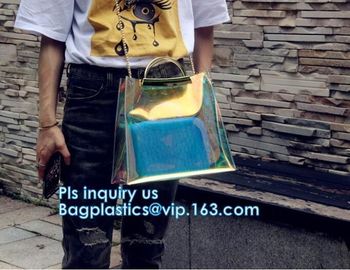 top quality transparent pvc clear handbag, PVC Handbags Custom 2pcs in 1 Set Promotional Handbags, ZIPPER tote with colo