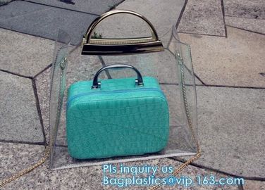 customized clear pvc tote bag handbag, Trendy Lady Handbags with Zipper Handle Shoulder Tote Bag, Envelope Clutch Bag Ha