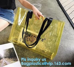 Promotional PVC Clear Beach Towel Bags, PVC reusable beach bag, Sand Bags Cosmetic Bag Handbag, Handle bag/pvc handle ba