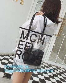 Fruit Clear Shoulder Bag Tote Beach Gym Summer, Motobike Printed Transparent PVC Beach Bag, pineapple printing summer be