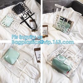 Makeup Bag with Shoulder Strap Pro Round Bag, rope handle clear Transparent tote bag, stadium clear vinyl pvc zipper bag