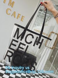 Makeup Bag with Shoulder Strap Pro Round Bag, rope handle clear Transparent tote bag, stadium clear vinyl pvc zipper bag