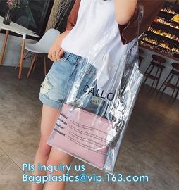 Custom Transparent Gift Pvc Tote Shopping Bag, reflective pvc shopping women's bag, shinny PVC harrods shopping bag, pac