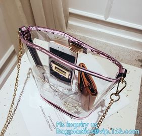 Gift bag clear shopping bag custom PVC plastic shopping bag, shiny pvc handle shopping hand bag clear tote bags ladies h