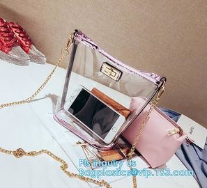 Logo Printed Customized PVC Tote Shopping Bags, Fashionable Plastic Clear PVC Beach Bag Beach Tote Shopping Bag, carrier