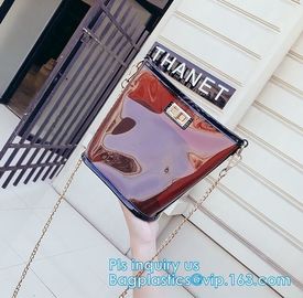 Promo custom clear pvc shopping bag, Vinyl Coating Handbags with Logo, shopping bag with custom hand made printing, hand