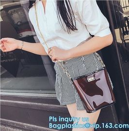 Promo custom clear pvc shopping bag, Vinyl Coating Handbags with Logo, shopping bag with custom hand made printing, hand
