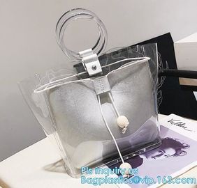 PVC transparent shopping bag, Zipper PVC Vinyl Tote Shopping Bag, PVC shopping reusable tote bags with carry handle, bag