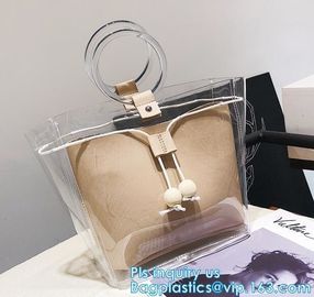 PVC transparent shopping bag, Zipper PVC Vinyl Tote Shopping Bag, PVC shopping reusable tote bags with carry handle, bag
