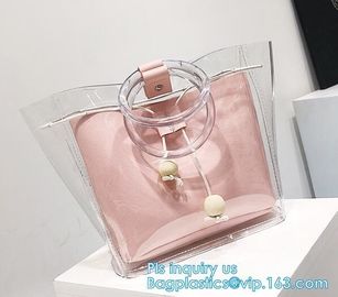 PVC transparent shopping bag, Zipper PVC Vinyl Tote Shopping Bag, PVC shopping reusable tote bags with carry handle, bag