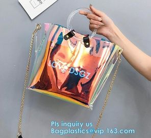Promotional fashion soft pvc tote beach bag pvc handbag, handbag min min handbag for kids, Zipper Pocket Clear Beach Han