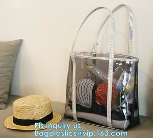 promotional PVC handle bag, Pocket Beach Shoulder Bags, Simple designed plastic beach bags, eco handle pvc blanket packi