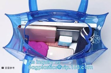 pvc gift bag / transparent shopping bag / wholesale china pvc handbags, PVC coated shopping bag, rope handle clear pvc b