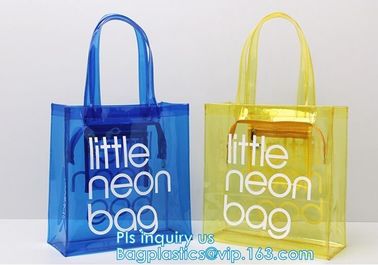 customized handle clear plastic pvc make up bag, vinyl pvc zipper bags with handles, snap button closure or Zip lockk plas