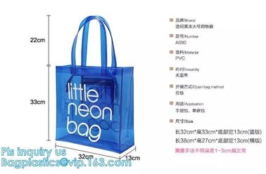 handle colorfull bag pvc zipper bag, Custom PVC Loop Handle Image Printed Plastic Shopping Bag, PVC handle plastic bags