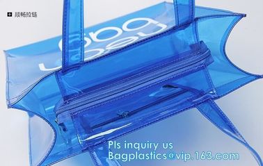 handle colorfull bag pvc zipper bag, Custom PVC Loop Handle Image Printed Plastic Shopping Bag, PVC handle plastic bags