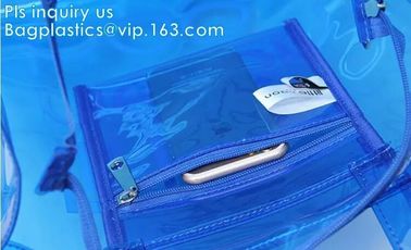 handle colorfull bag pvc zipper bag, Custom PVC Loop Handle Image Printed Plastic Shopping Bag, PVC handle plastic bags