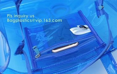 handle colorfull bag pvc zipper bag, Custom PVC Loop Handle Image Printed Plastic Shopping Bag, PVC handle plastic bags