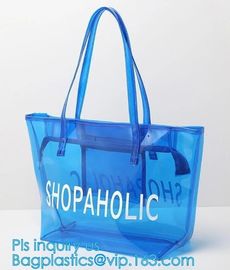 PVC soft pouch bag with round, packaging bag with embroidery recyclable quilt packaging bag, Handle Bag, PVC Shopping Ba