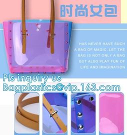 Leisure PVC Purple Handbag For Ladies, Promotional Handbags, Summer Beach Bag PVC Clear Transparent Handbag Women Should