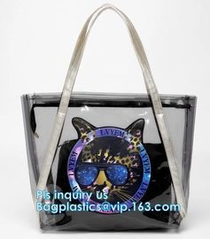 transparent plastic tote shopping pvc bag, Cosmetic Packaging Clear PVC Bag, Plastic Bags with Your Own Logo, shopper