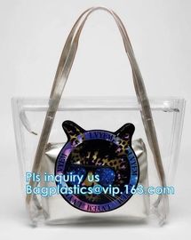 transparent plastic tote shopping pvc bag, Cosmetic Packaging Clear PVC Bag, Plastic Bags with Your Own Logo, shopper