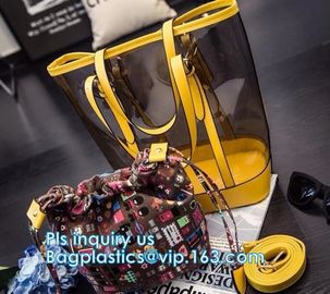 transparent plastic tote shopping pvc bag, Cosmetic Packaging Clear PVC Bag, Plastic Bags with Your Own Logo, shopper