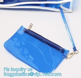 Fashion Summer Women Handbags Transparent Shoulder Bags PVC Tote Beach Bags, Promotional Summer Clear PVC Beach Bag, tot