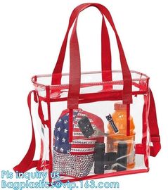 Clear PVC shopping reusable tote bags with carry handle, pvc Tote Bag Customize Logo pvc Shopping Bag, Custom Promotiona