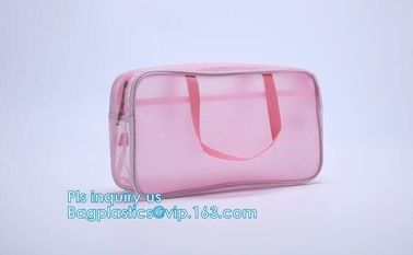 multi-purpose washable portable breathable 3 pcs polyester mesh travel cosmetic bag, Mesh Zipper Black Makeup Pouch Cosm