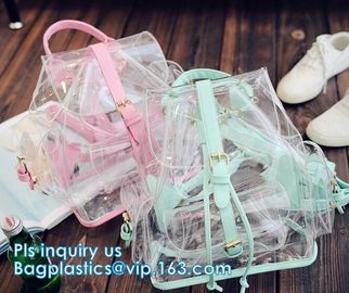 backpack wholesale with padded straps, Promotional Transparent PVC School Backpack with Customized Logo Clear Children B
