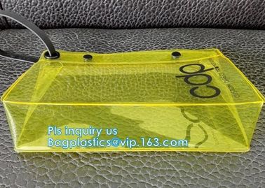 OEM Custom PVC Loop Handle Image Printed Plastic Shopping Bag, Sewing non-woven handle pvc clear packaging bag, statione