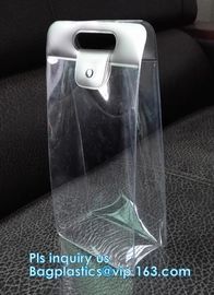OEM Custom PVC Loop Handle Image Printed Plastic Shopping Bag, Sewing non-woven handle pvc clear packaging bag, statione