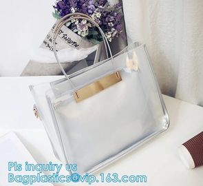 promotional pvc handbag for christmas, Shoulder Handbag with Interior Pocket, tote shoulder PVC sling clear vinyl beach