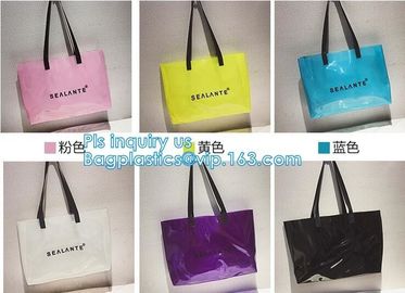 Semi-clear Tote Bags Stripe PVC Shoulder Bag with Pouch, PVC PU Trendy Handbag Shoulder Bag Beach Bag, PVC shoulder bag