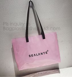 Semi-clear Tote Bags Stripe PVC Shoulder Bag with Pouch, PVC PU Trendy Handbag Shoulder Bag Beach Bag, PVC shoulder bag