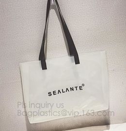 Semi-clear Tote Bags Stripe PVC Shoulder Bag with Pouch, PVC PU Trendy Handbag Shoulder Bag Beach Bag, PVC shoulder bag